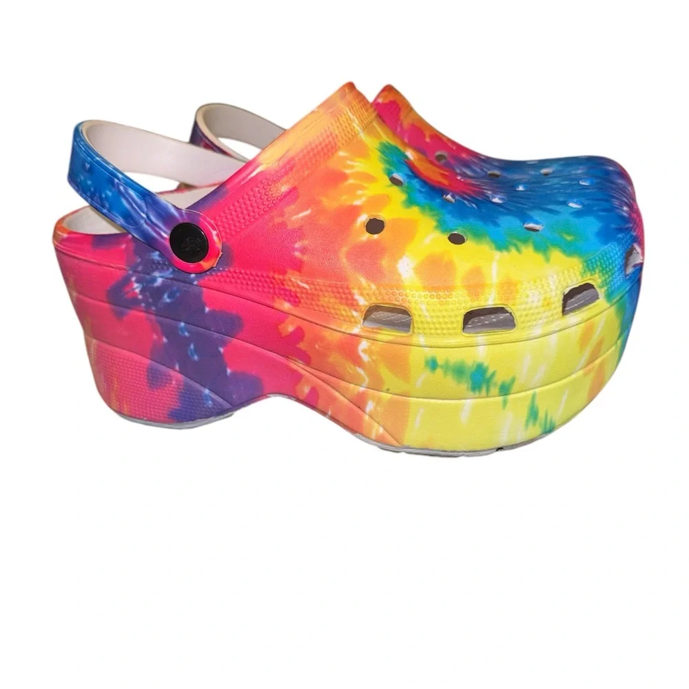 Colorful Tie-Dye Gardner Clogs Platform Size 9M